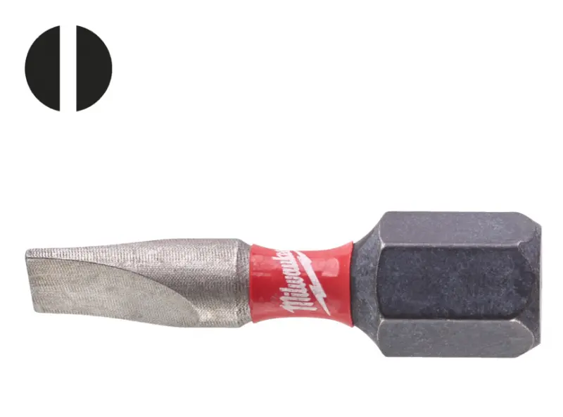 Šroubovací bit 1/4 Milwaukee Shockwave Plochý 0,6x4,5 x 25 mm - 2 ks (MI4932430901)